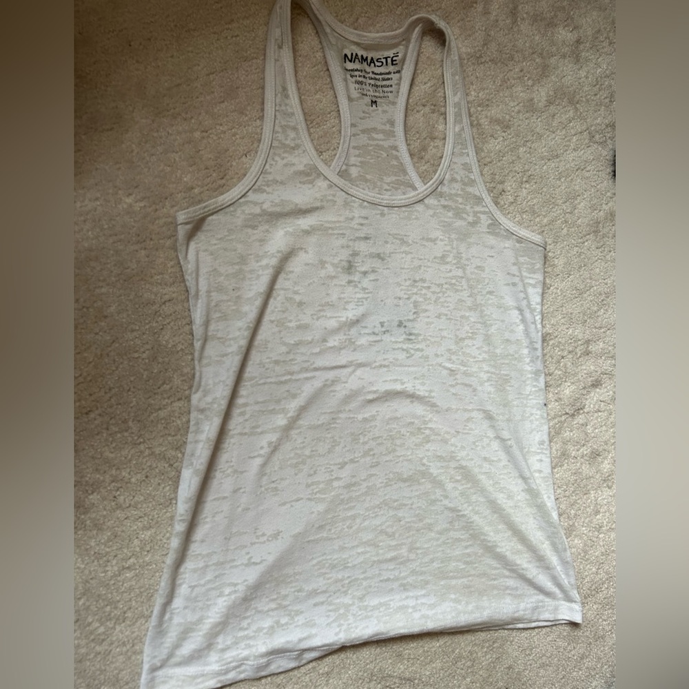 3 FOR $30 white cotton “yoga” tank